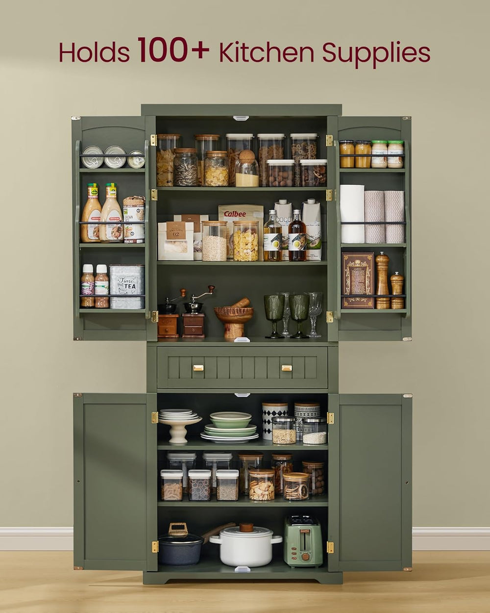 VASAGLE Pantry Cabinet, 15.7 x 30 x 71.7 Inches, Freestanding Tall Cupboard S...