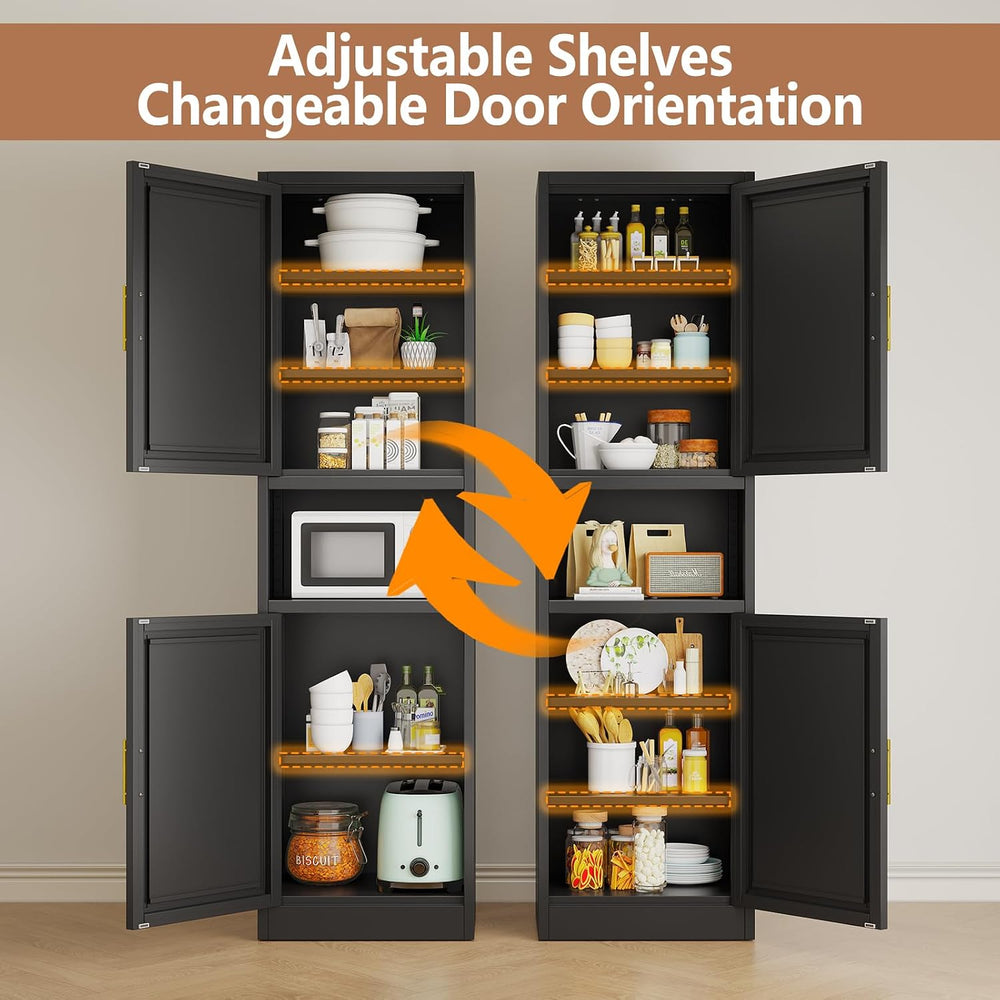 67" Tall Pantry Cabinet, Kitchen Pantry Storage Cabinet with Doors and S...