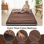 Japanese Floor Mattress, 6" Japanese Futon Mattress, Foldable & Portable Shiki Futon (shikibuton), Roll Up Thicken Sleeping Mattress Tatami Mat Sleeping Pad for Camping (Brown, 39 x 80)