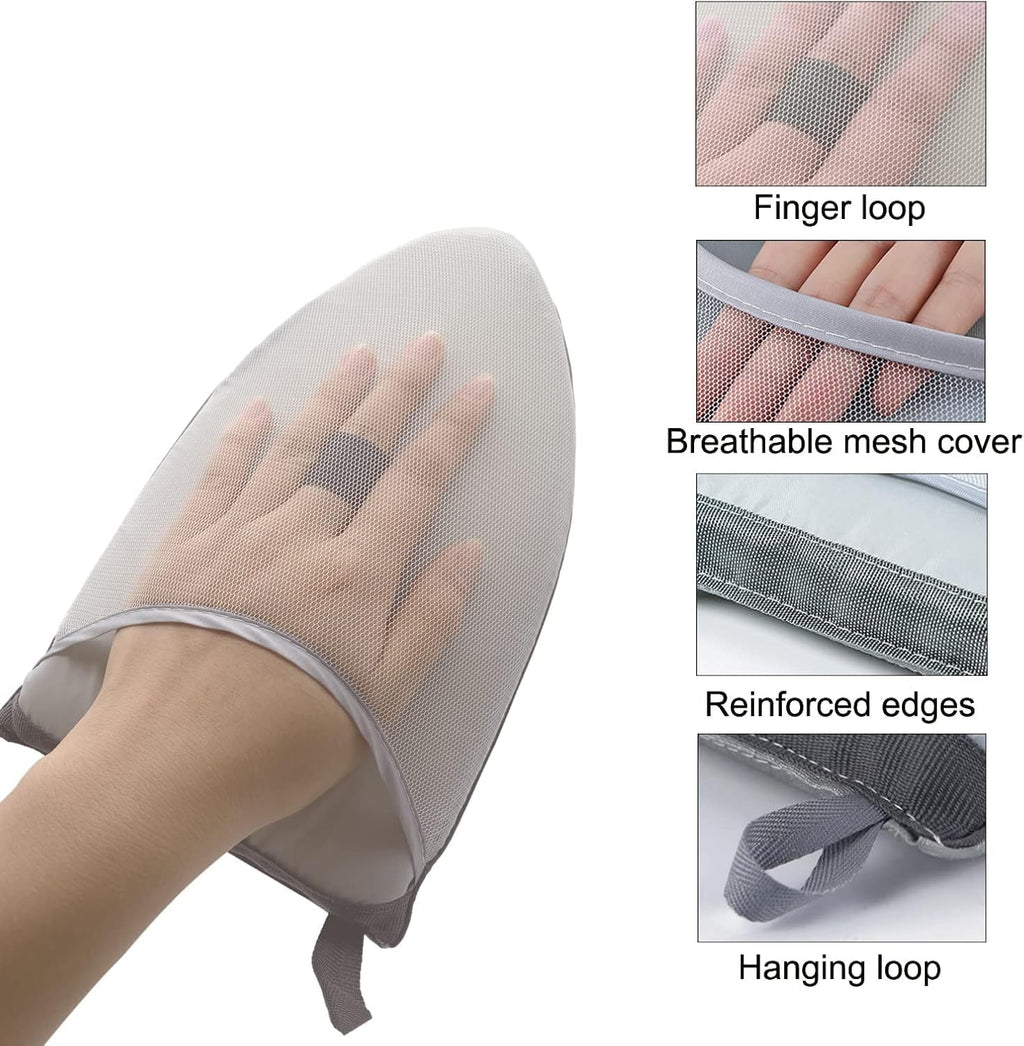 Clothes Steamer Stand Hanger with Steamer Ironing Glove for Steaming Clothes, Handheld Garment Steamer Rack with Grey Mini Handhelded Ironing Pad Board