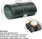 DUKWIN Watch Roll for 2 Watches,Vegan Leather Travel Watch Case Organizer with Removable Pillows for Men and Women,Display Case for Watches Collection and Gift for Anniversary Birthday(Green Storage)