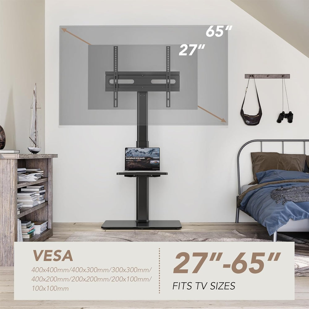 AX WABER Universal Floor TV Stand with Mount 70 Degree Swivel 9 Level Height ...