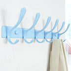 SKOLOO Heavy Duty Wall Mounted Coat Rack - 6 Hooks, Stainless Steel, Pack of 2, Sturdy Coat Hooks for Hanging Clothes, Jacket, Hat, Blue