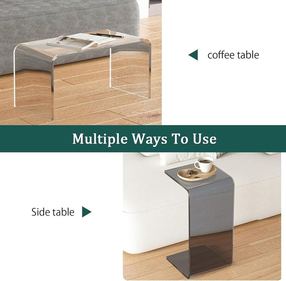Acrylic C-Shaped End Table, Clear Side Tables for Living Room, Coffee/Drink/F...