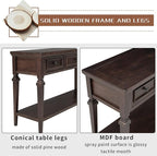 Merax Wood Farmhouse Entry Way Hallway Console Table with Drawers and Bottom Shelf Narrow Long Sideboard for Living Room Bedroom Espresso