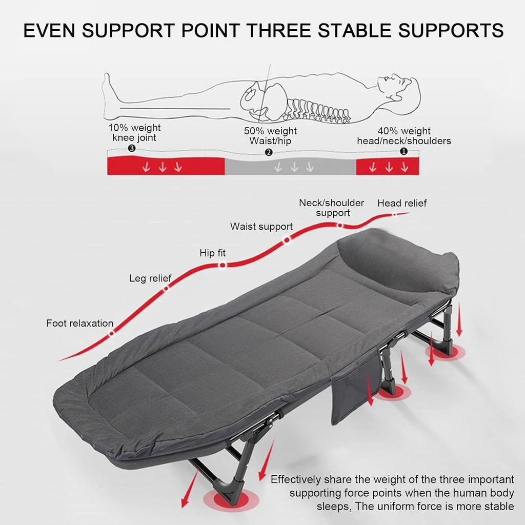 Camping Cot for Adults with Cushion, Portable Folding Camping Cot, 5-Position Folding Chaise Lounge Chairs(B1)