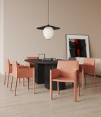 Manhattan Comfort Vogue Modern Faux Leather Dining Chairs, Metal Frame, Comfortable Padded Seat, Fully Assembled Armchair Accent Furniture, Set of 1, Clay