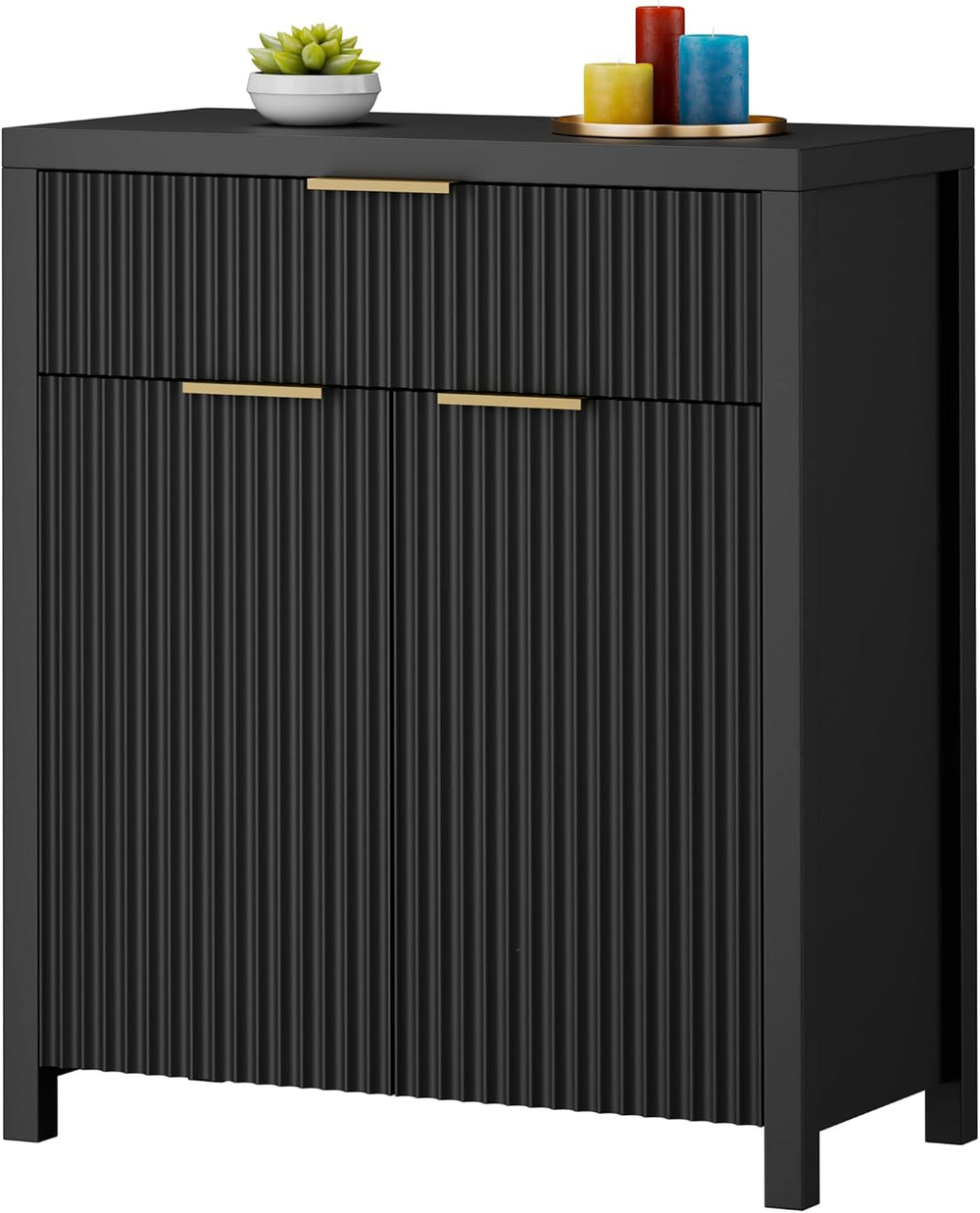 YaFiti Storage Cabinet Fluted Sideboard Buffet Cabinet with Adjustable Shelve...