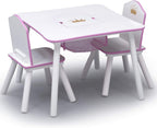 Delta Children Princess Crown Kids Wood Table and Chair Set with Storage - Greenguard Gold Certified, White/Pink
