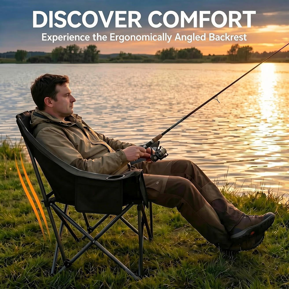 Oversized Heavy Duty Camping Chair for Adults, 500 lbs Capacity Padded Foldin...