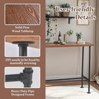 5 Pieces Industrial Dining Table Set 41.3inch Hight Rectangle Bar Table and Height Adjustable Bar Stools with Backrest for Home Office Cafe House