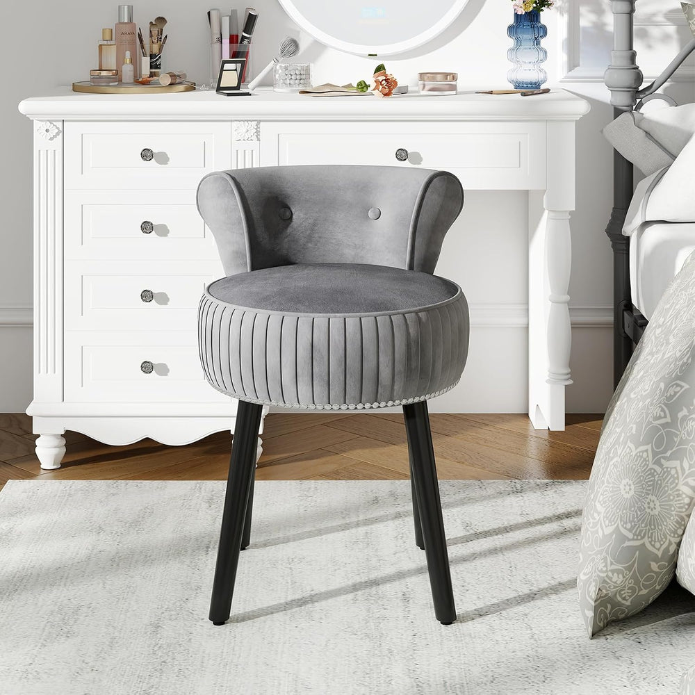 CHARMAID Velvet Vanity Chair for Bedroom, Elegant Accent Chair with Tufted Lo...
