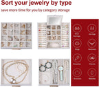 BOOVO Clear Lid Jewelry Box,4 Layers Jewelry Organizer Large Jewelry Storage Box with 3 Drawers,Jewelry Holder Organzier of Rings Earrings Necklace Bracelets for Women (Grey, 4 Layer)