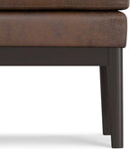 SIMPLIHOME Carlson 27-inch Wide Vegan Faux Leather Small Ottoman Bench in Distressed Chestnut Brown with Solid Wood Frame for Living Room, Entryway, or Bedroom