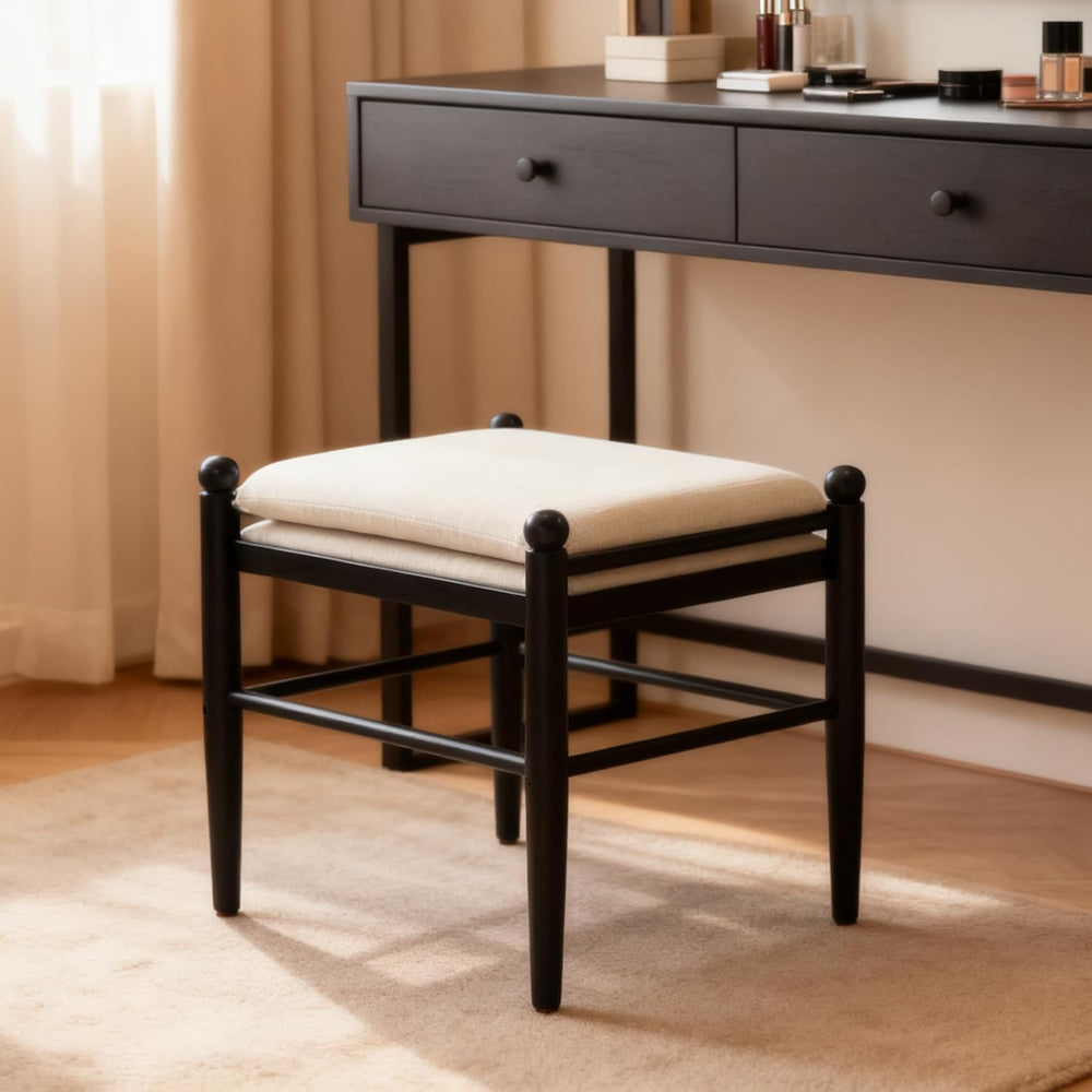 Ottoman Footrest, 19 Inch Upholstered Vanity Bench Seat, Backless Makeup Stoo...