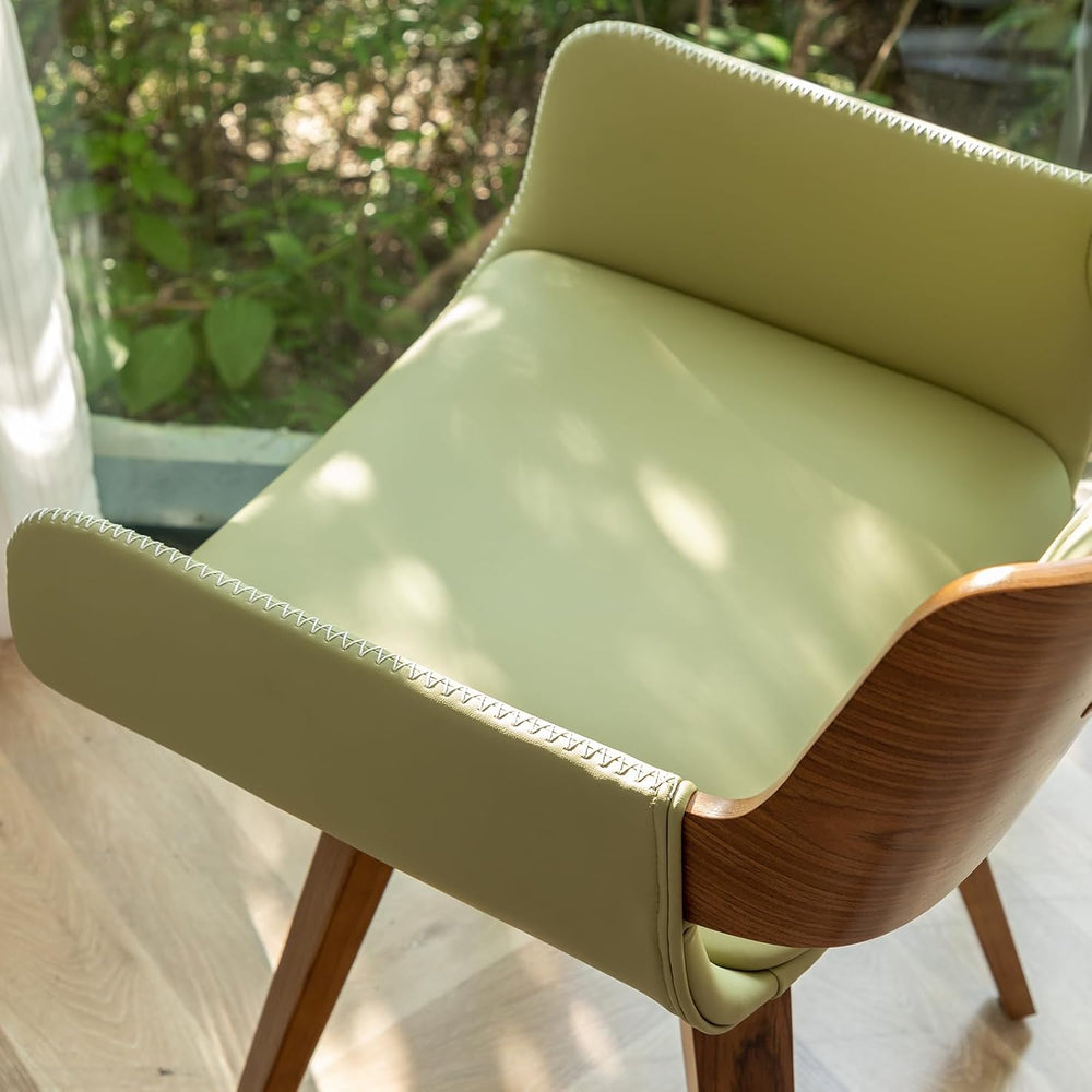 LUNLING Swivel Accent Faux Leather Dining Chairs, Mid Century Modern Chairs w...