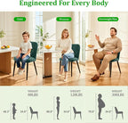 Upholstered Dining Chairs Set of 4, Chenille Mid Century Modern Fabric Dining Room Chair High-Back Padded Kitchen Chairs with Padded Seat and Metal Legs for Kitchen Dining Room Restaurant Cafe, Green