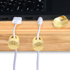6 Sets Charger Holders for Cords, Gold Adjustable Cable Anchor Holders, Adhesive Metal Cord Clips, Cable Management Wire Organizers for Desk, Office, Nightstand