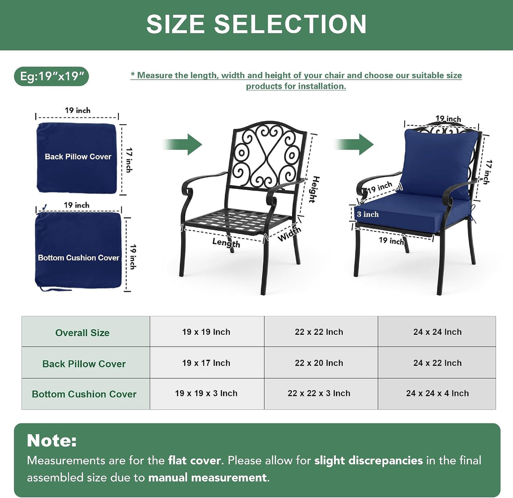 Summsun Patio Cushions for Outdoor Furniture, 22 x 22 in, Navy, Set of 4