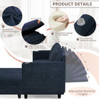 86" Chenille L-Shape Sofa w/& Adjustable Backrests, Blue | Upholstery 3-Seats Sofa w/Movable Storage Ottomans & Cup Holders, Modern Sectional Couch w/Charging Ports for Living Room