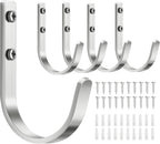 Aluminum Wall Hooks for Hanging Towel/Coat - 22LB Screw in Metal Hanger Wall Mount, for Outdoor, Closet, Door, Bathrooms, for Backpack, Robe, Silver 5 Pack