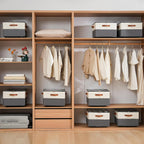 INSTY 2 Pack Shoe Organizer for Closet,Shoe Storage Organizer with Wheels, Fits up to 32 Pairs,Adjustable Dividers,Fabric Shoe Storage Bins with Clear Cover,Beige and Grey