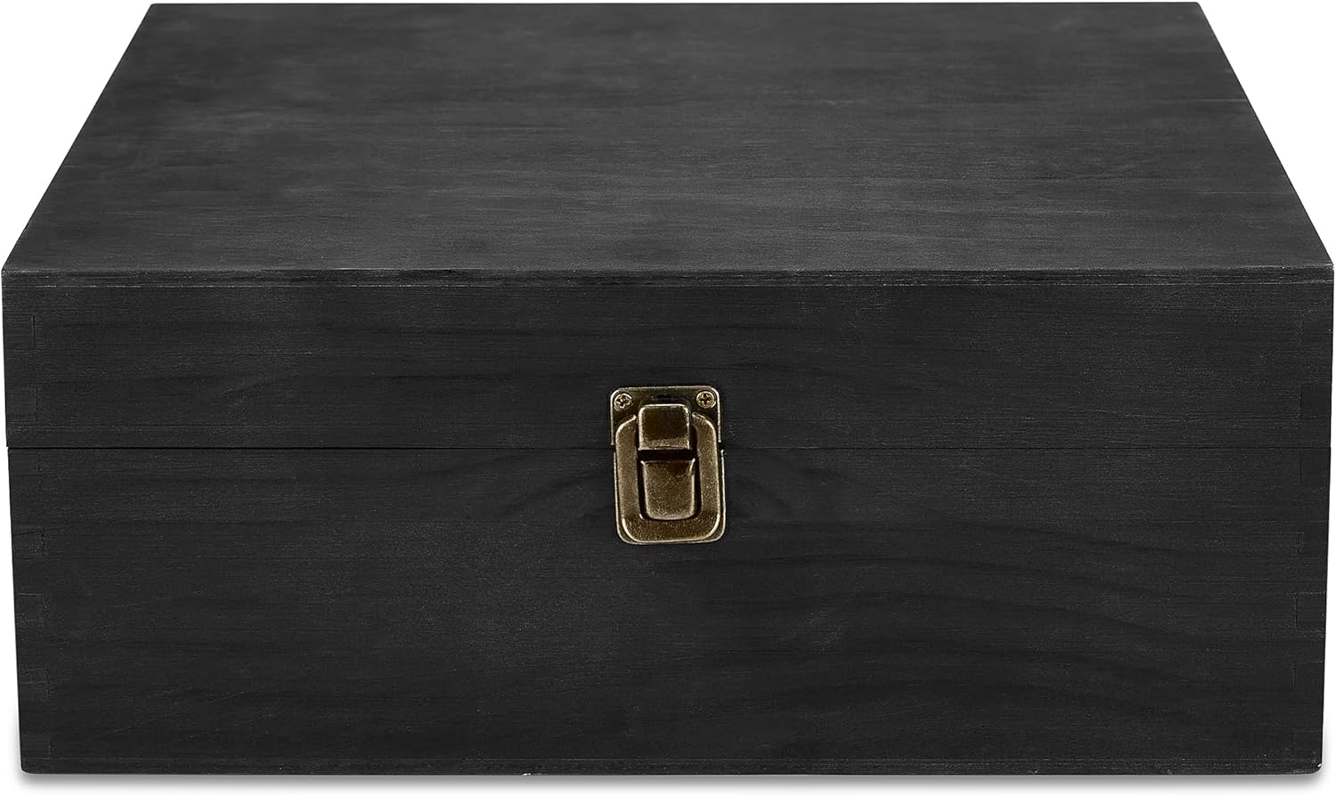 makerflo Large Black Pine Wood Memory Box with Black Felt Inside, Hinged with Clasp, Keepsake Wooden Box Ideal for Craft and Personalization (Laser Engraving, Epoxy, UV DTF, and Vinyl) – Pack of 12