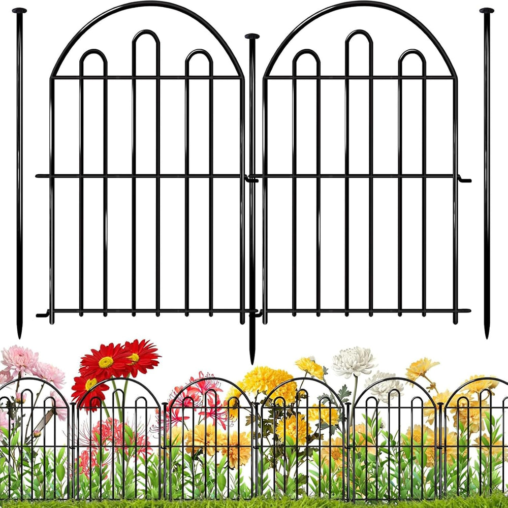28ft in x 22in Decorative Garden Fence, 26 Pack Arched No Dig Animal Barrier ...