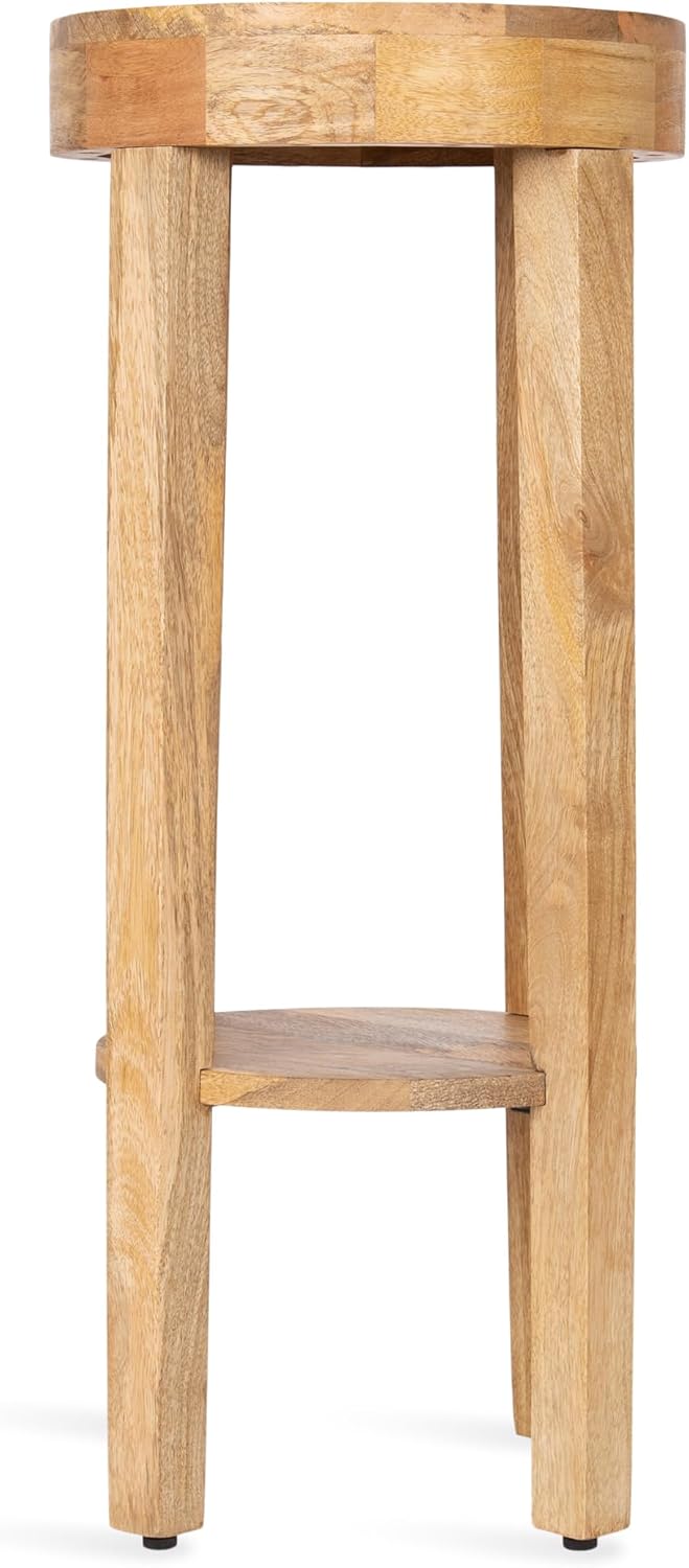 Kate and Laurel Talcott Modern Round Wood Side Table, 12 x 12 x 28, Natural W...