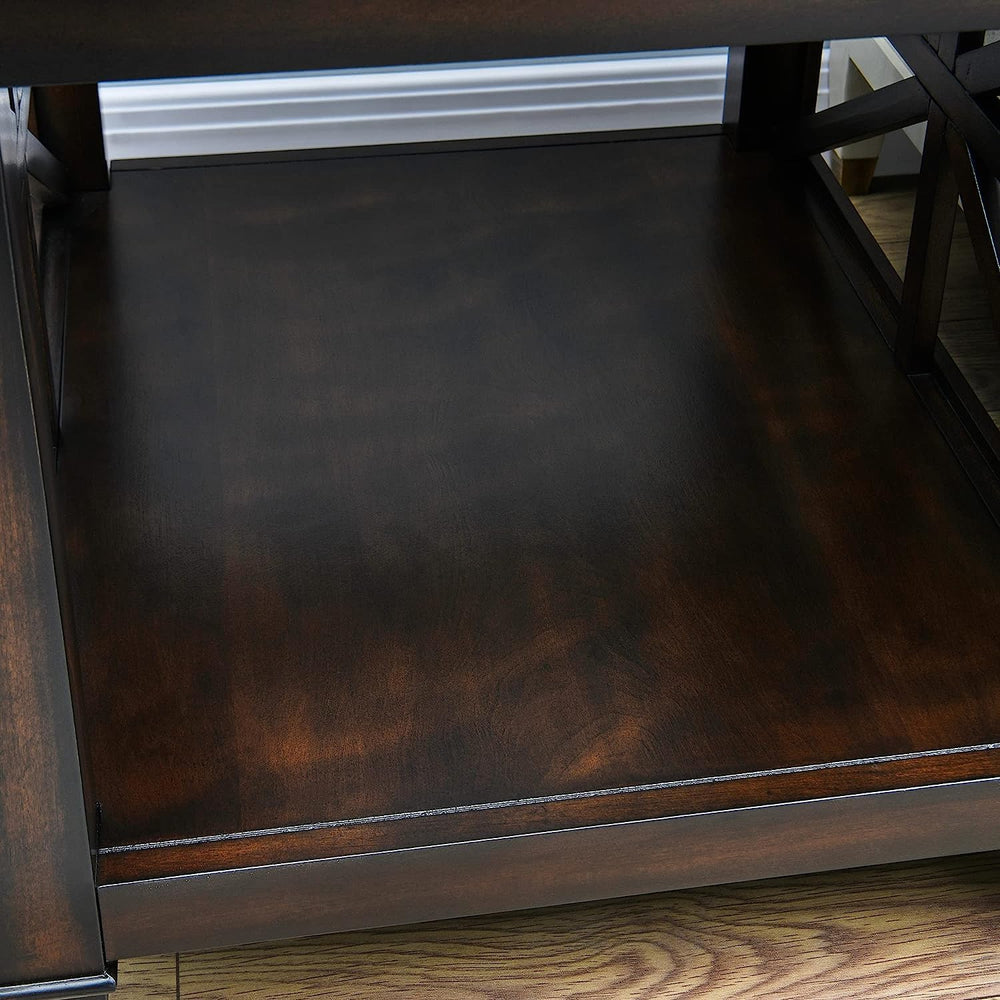 Set of 2 Large Solid Wood End Tables with Tempered Glass Top, 28" x 24&q...