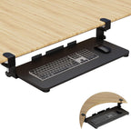 WALI Keyboard Tray Under Desk, Pull-Out Keyboard & Mouse Tray with 45° Adjustable C-Clamp, Ergonomic Platform Computer Drawer for L Shaped & Flat Desk 26.4" x 11.8" (KBT001-B), Black