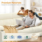 Recliner Sofa Set with Storage Console, Flip Middle Backrest Design 3 Seater Reclining Sofa and 2PC Single Recliner Chair, Manual Couches for Living Room (Ivory, 3 Seat+Console+1+1)
