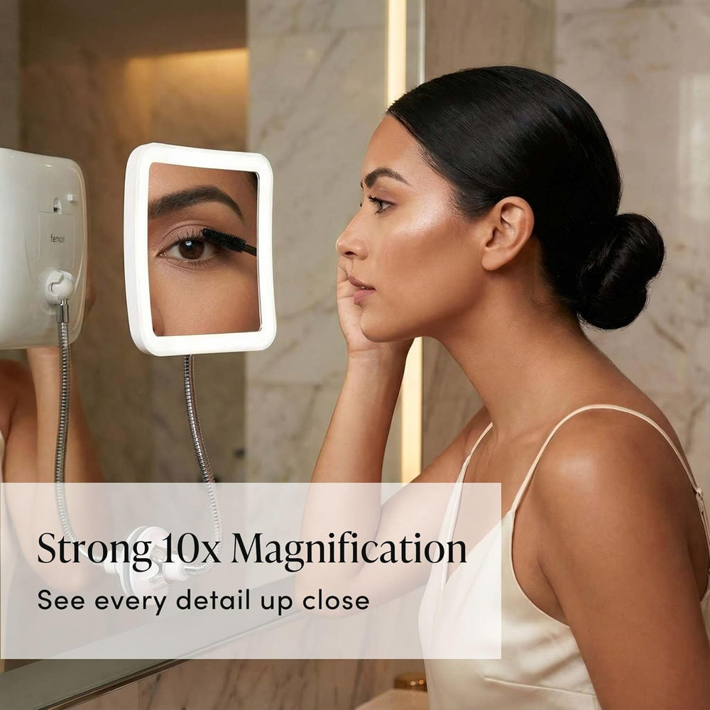 Fancii Flexible Magnifying Mirror 10X with LED Light and Gooseneck, Lighted T...