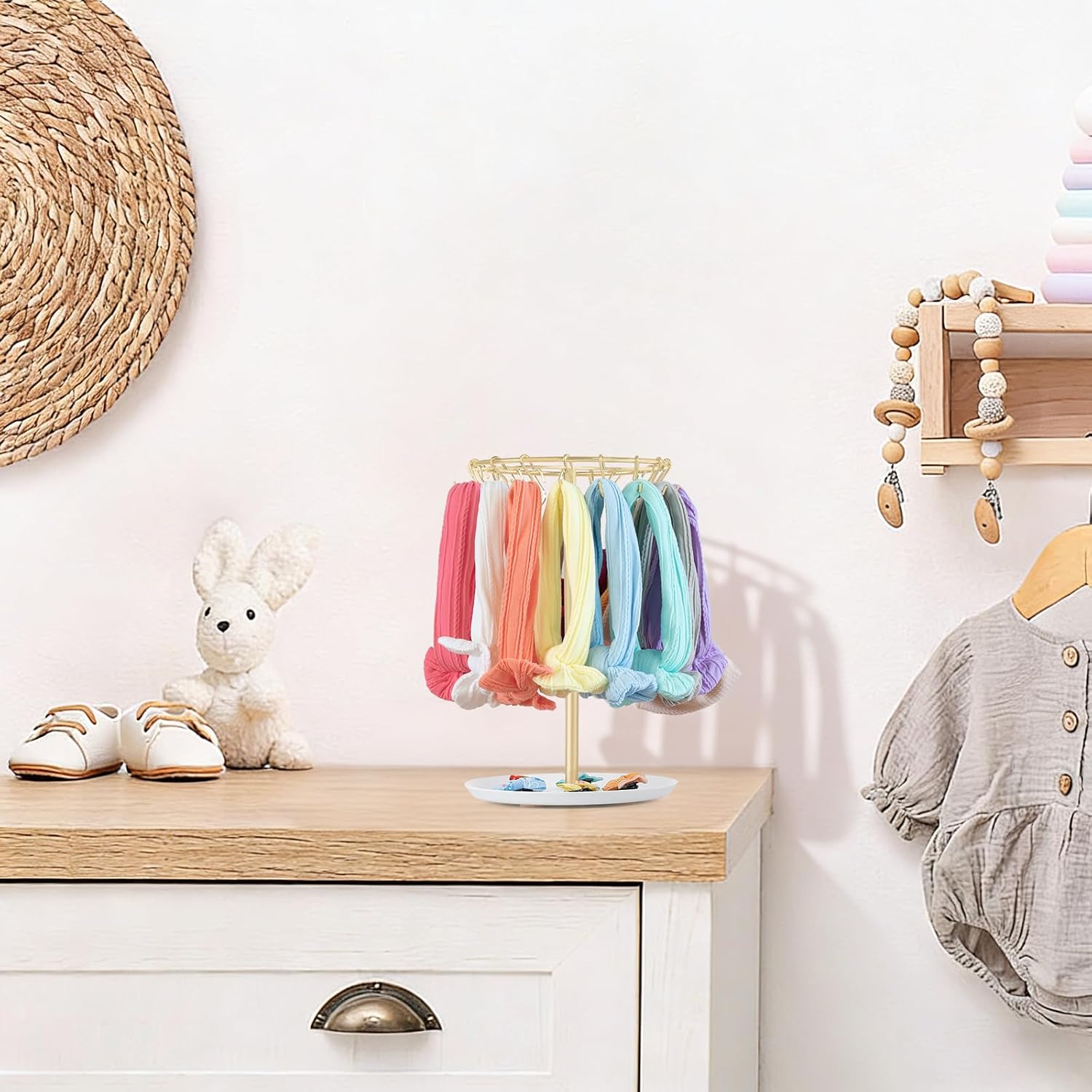 Dahey Headband Holder Hair Bow Organizer for girls Metal Baby Headband Storage with 30 Hooks Modern Hair Accessories Organizer Bow Rack Storage Stand Display for Girls Baby Room Decor