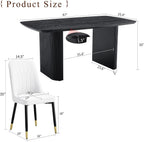 Ebullient Modern Dining Table Set for 4, 67'' Black Oval Dining Table Set with 4 Metal Chairs, 3.5'' Thick Wood-Grain Top and Matte Black Wood Base, Space-Saving 5 Piece Kitchen Table Set