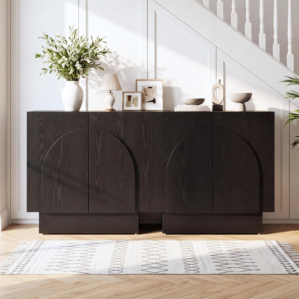 Ya-Home Black Sideboard Buffet Cabinet with Storage Set of 2, 63” Modern Side...