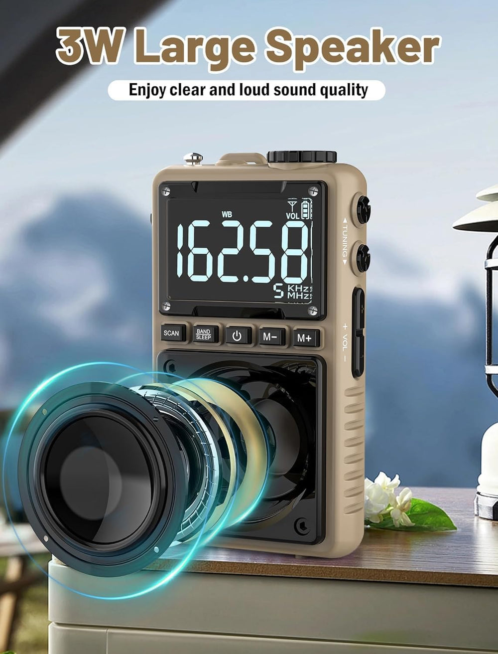 Digital AM FM Weather Band Radio 850mAh Rechargeable Battery