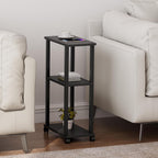 TUTOTAK Small Side Table, Narrow End Table, Bedside Table, Couch Side Table with Wheels for Living Room or Bedroom, Black TB01BK061
