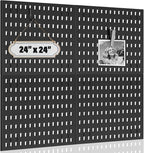 AKTOP Peg Board Wall Organizer 4-Pack – 12"x12" Black Pegboard Panels for Walls, Plastic Desk Wall Mount Tool Organization for Home, Office, Garage Tool Storage & Craft Room