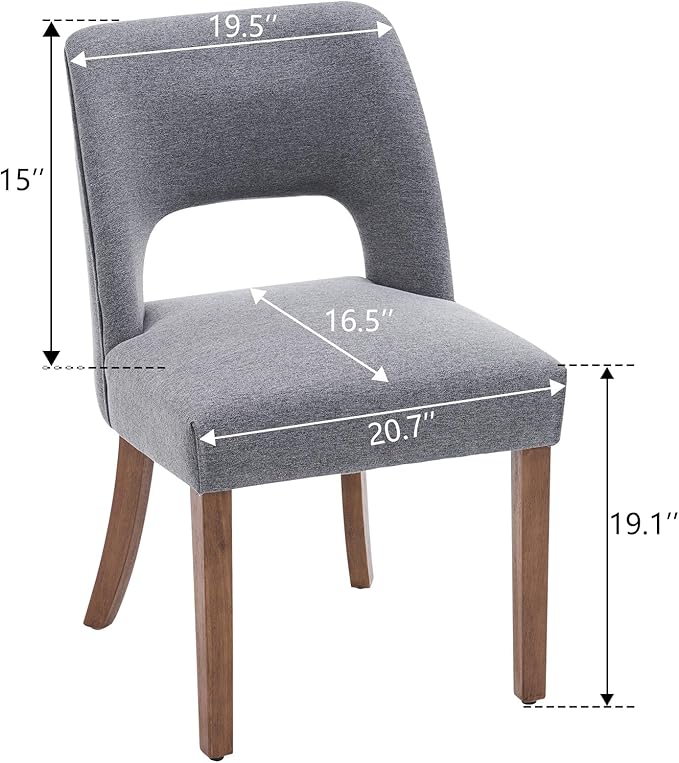 VKNOW Wooden Dining Chairs Set of 6, Modern Fabric Upholstered Dining Room Ch...