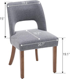 VKNOW Wooden Dining Chairs Set of 6, Modern Fabric Upholstered Dining Room Chair Kitchen Chairs, Farmhouse Dinner Chair for Kitchen Dining Room, Fabric Grey