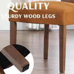 Velvet Dining Chairs Set of 4 Modern Dining Chair with Wood Legs, Upholstered Dining Chairs for Dining Room, Kitchen, Vanity, Living Room, Yellow Brown