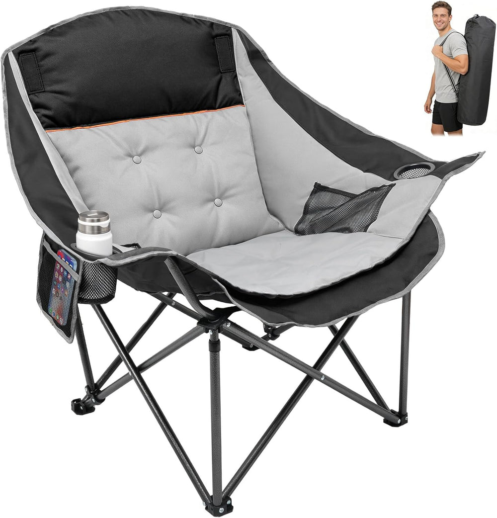Suteck Oversized Camping Chairs for Adults - Heavy Duty Padded Camping Chair ...