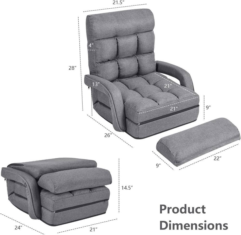 S AFSTAR Indoor Chaise Lounge Sofa, Folding Lazy Sofa Floor Chair with 6-Posi...