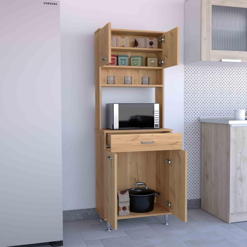 60" Freestanding Kitchen Panty Solid Wood Food Pantries with Storage She...