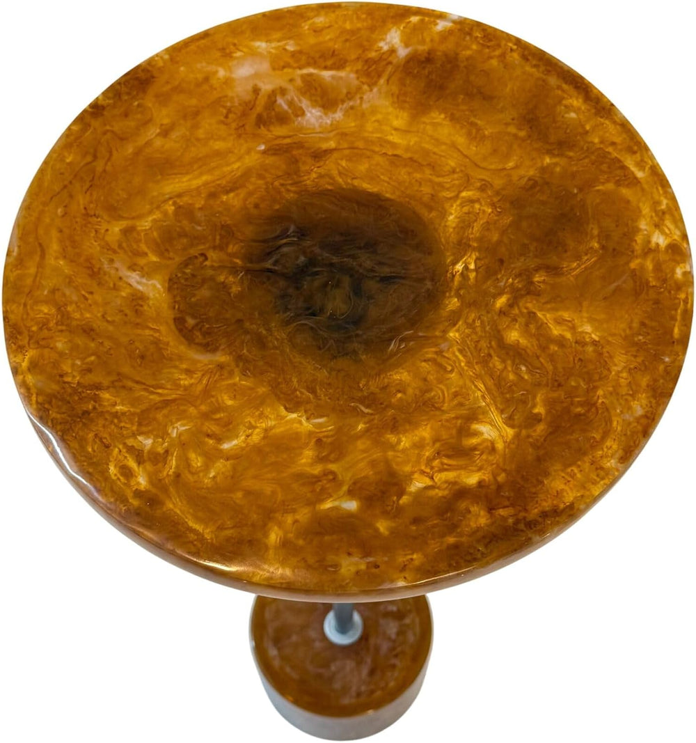 Carolina Chair & Table Amber Glow Pedestal Accent 25 Inch Round Resin Sid...