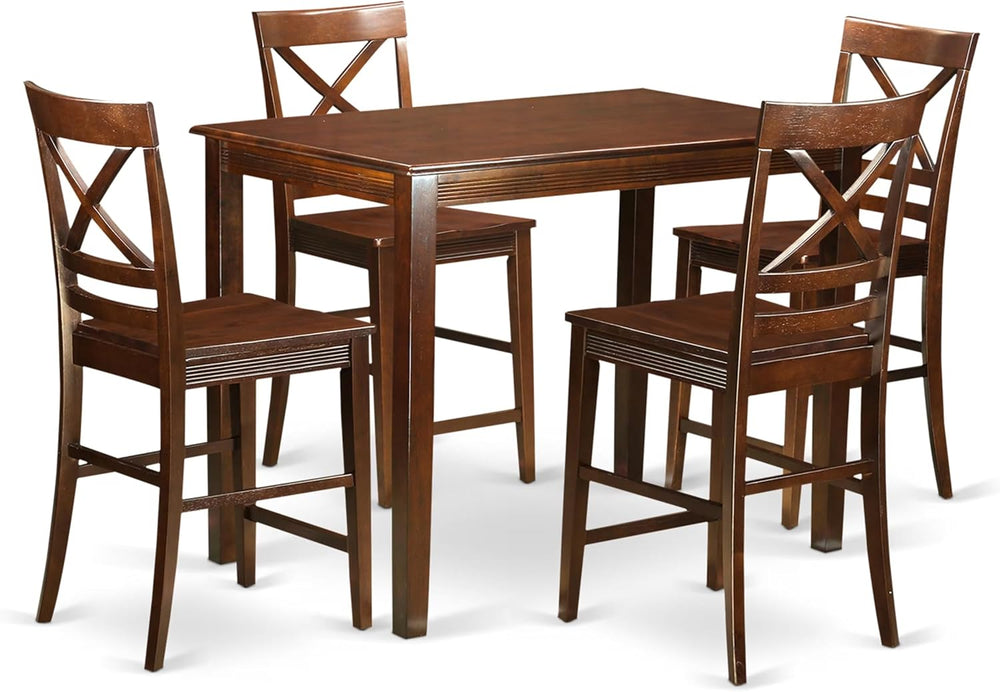 East West Furniture YAQU5-MAH-W 5 Piece Counter Height Dining Set Includes a ...