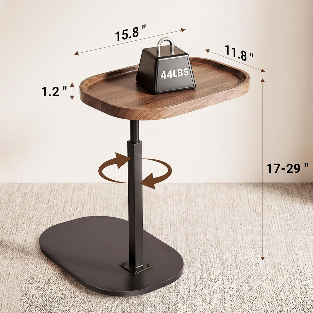 Adjustable Height TV Dinner Tray Table for Eating, 360°Swivel Small C Shaped ...