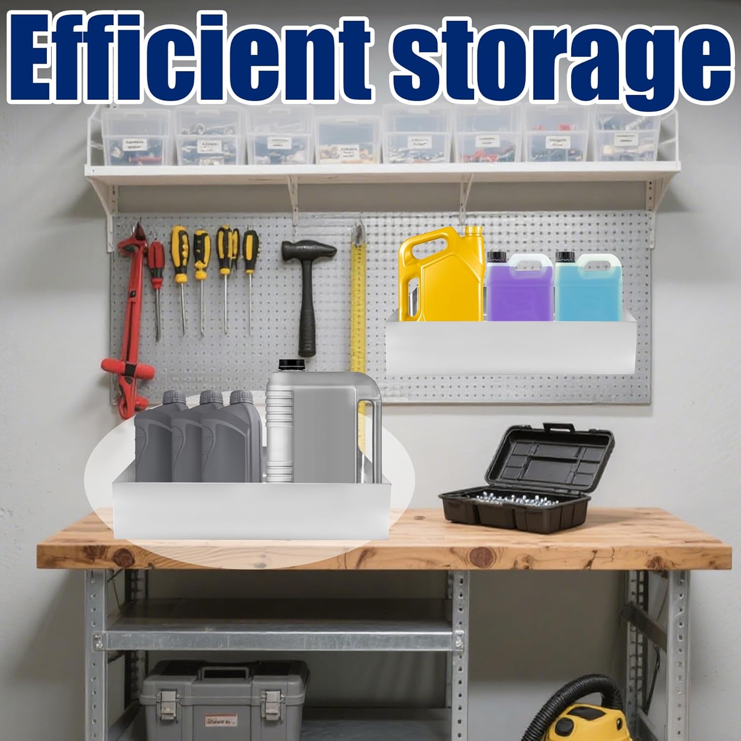 Aluminum Multi Use Storage Cabinet Holder Shelf Length 20" Accommodate 3 to 4 Gallon Jugs Suitable for Store Garages Enclosed Racing Trailers Work Areas Snowmobile Automotive Parts Silver