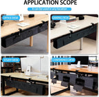 No Drill Under Desk Cable Management Tray, 35.8 Standing Desk Cable Management with Clamp Mount Cable Holder, Fabric Wire Cord Organizer for Office Home Workstations, Black